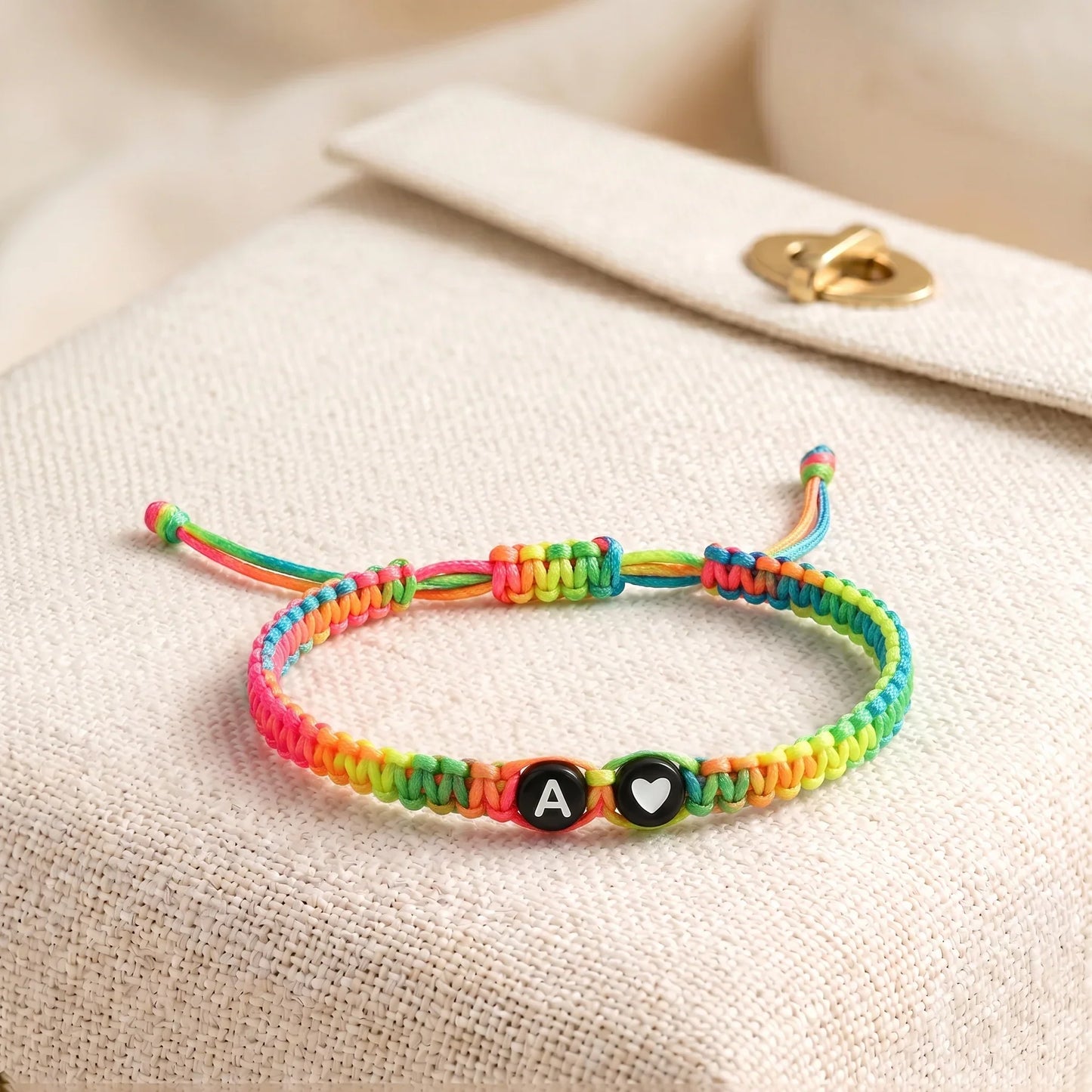 Adjustable Heart & Initial Bracelet